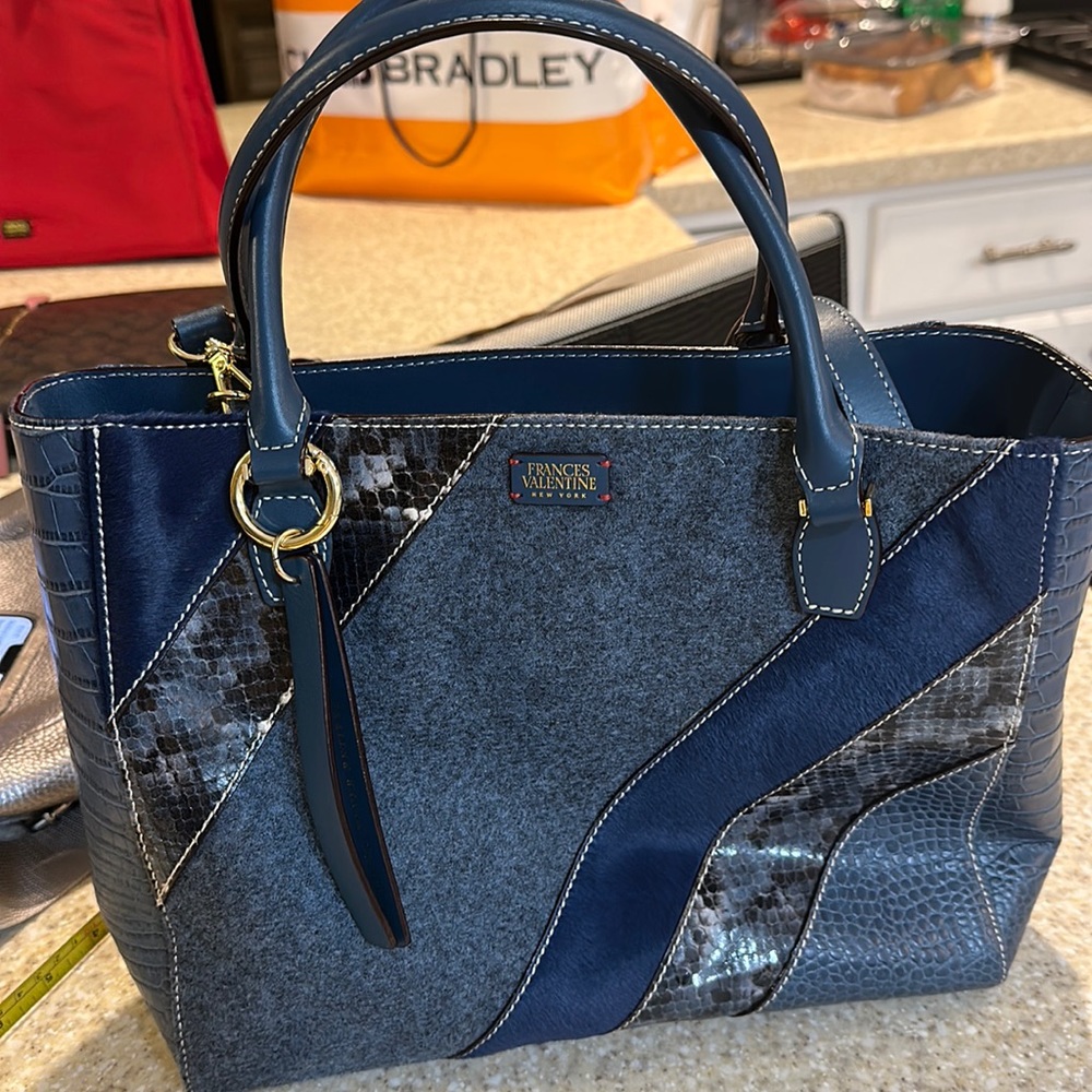 FRANCES VALENTINE HANDBAG.NEW! Blue leather design